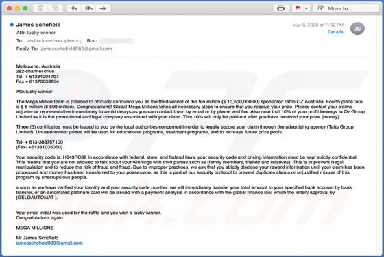 Attn Lucky Winner Email Scam
