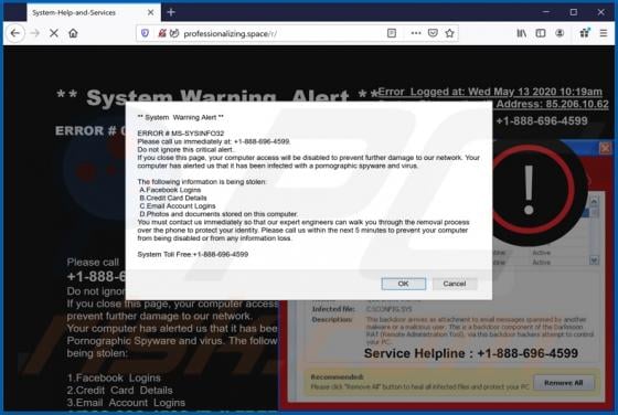 System Warning Alert POP-UP Scam