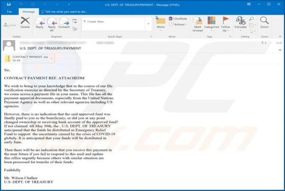U.S. Department Of Treasury Email Virus