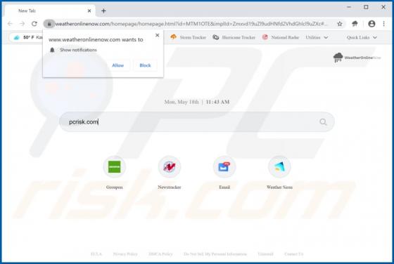Weather Online Now Browser Hijacker