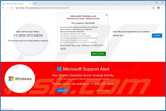 WIN.DLL011150 Error POP-UP Scam