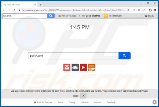 Print My Recipes Browser Hijacker