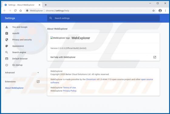 WebExplorer Browser Adware