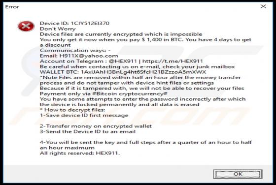 Hex911 Ransomware