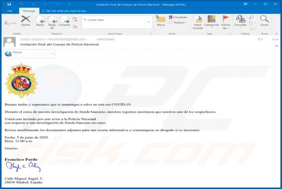 Cuerpo Nacional De Policía Email Virus