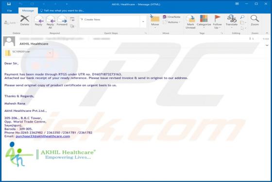 AKHIL Healthcare Email Virus