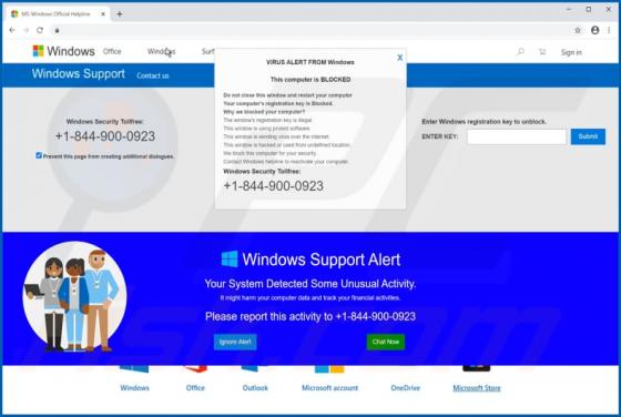 VIRUS ALERT FROM Windows POP-UP Scam