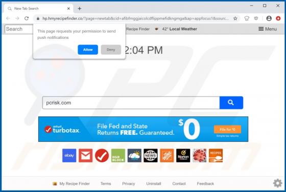My Recipes Finder Browser Hijacker