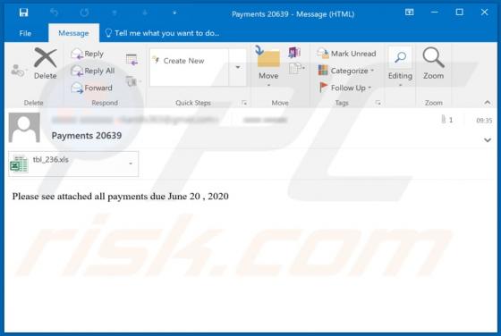 Payments Due Email Virus