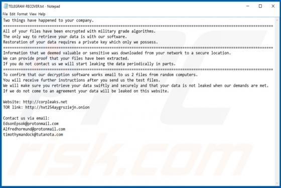TELEGRAM Ransomware