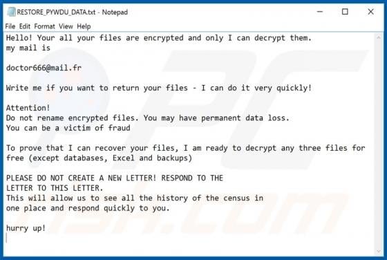 Pywdu Ransomware