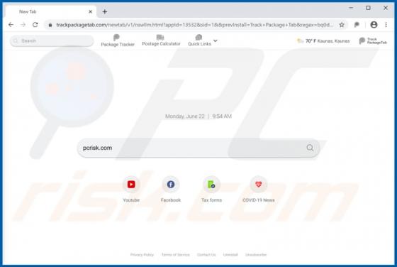 Track Package Tab Browser Hijacker