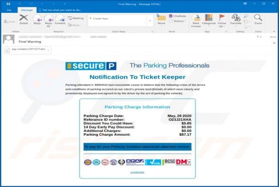 Secure Parking Email Virus