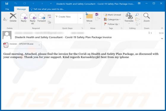 Covid-19 Health And Safety Plan Email Virus