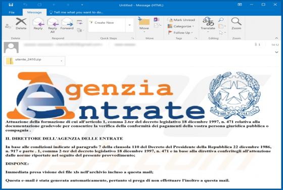 Agenzia Entrate Email Virus