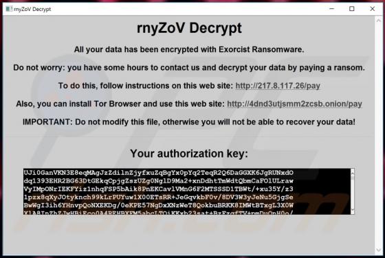 Exorcist Ransomware