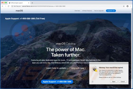 Warning: Your MacOS Has Expired POP-UP Scam (Mac)