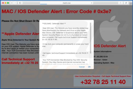 IOS /MAC Defender Alert POP-UP Scam (Mac)