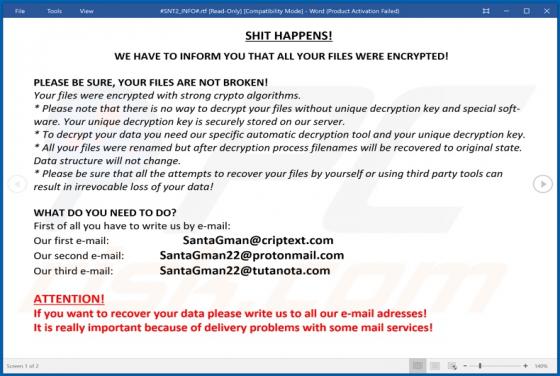 SNT2 Ransomware
