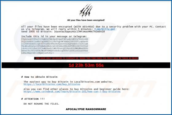 Billy's Apocalypse Ransomware