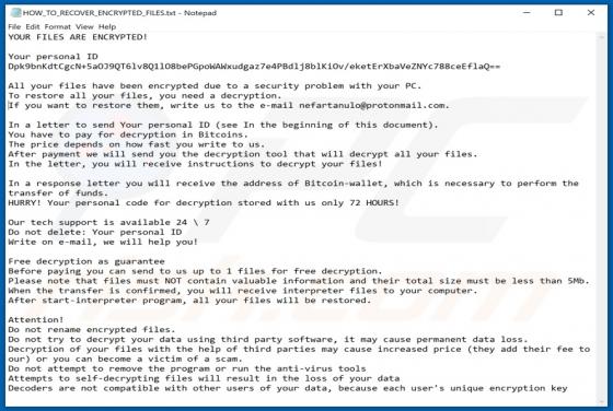 Nefartanulo Ransomware