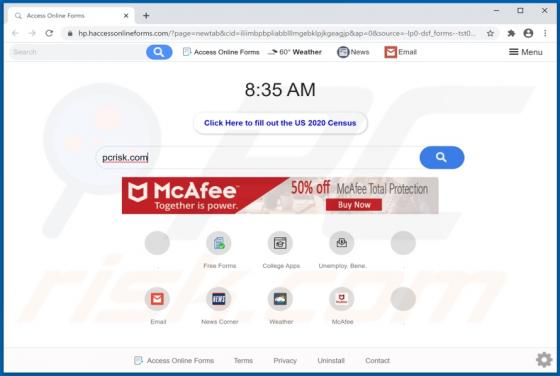 Access Online Forms Browser Hijacker