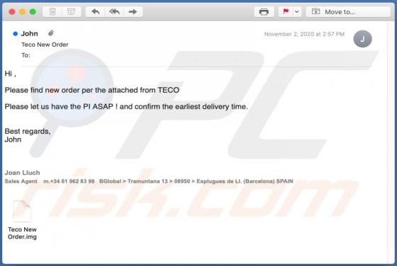 Teco New Order Email Virus