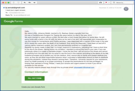 Google Forms Email Scam