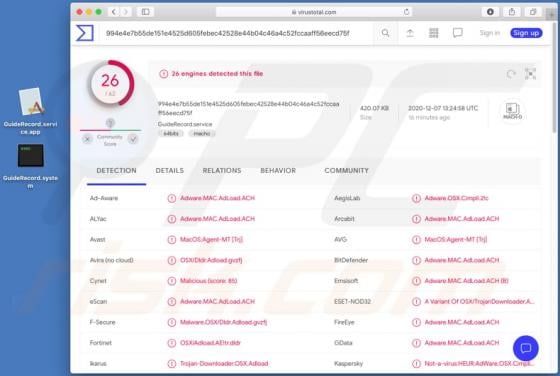GuideRecord Adware (Mac)