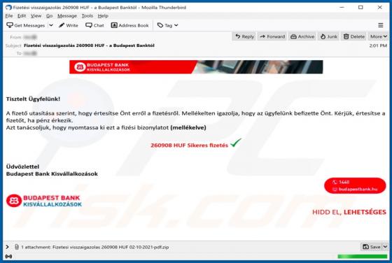 Budapest Bank Email Virus