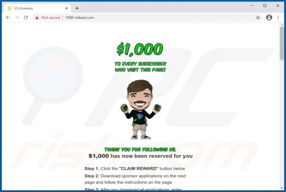 Mr Beast Giveaway POP-UP Scam