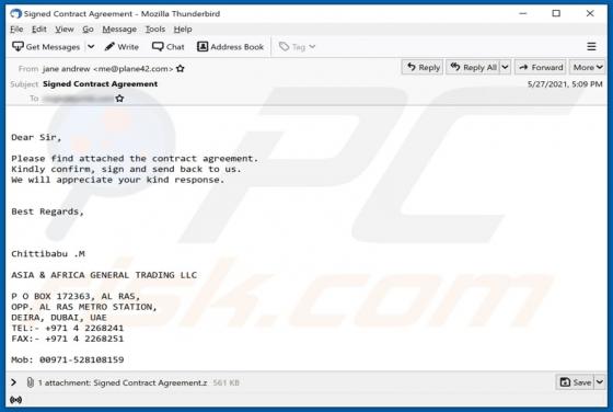 Contract Agreement Email Virus