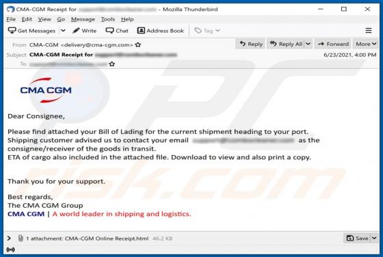CMA CGM Email Scam