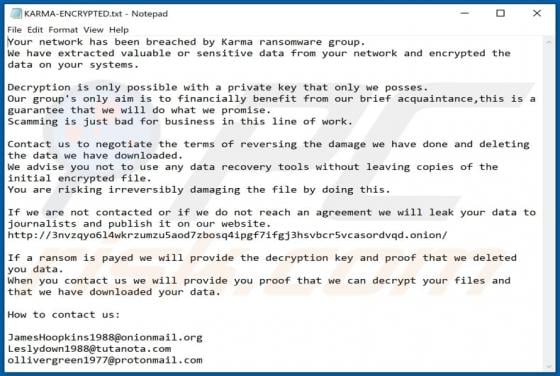 Karma Group Ransomware