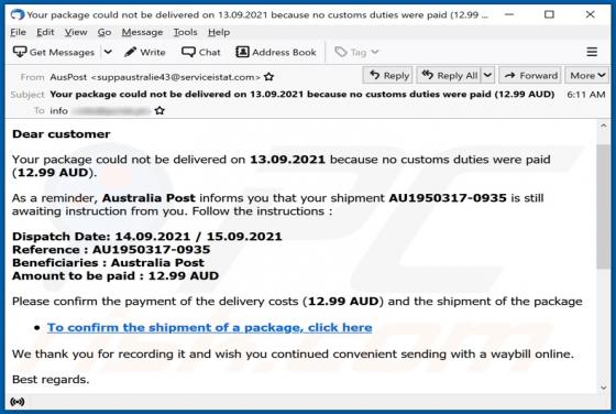 Australia Post Email Scam