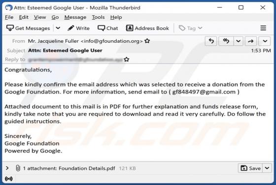 Google Foundation Email Scam