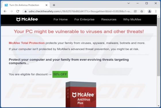 McAfee - Your PC Might Be Vulnerable POP-UP Scam