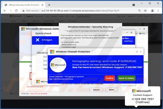 Pornography Warning Error POP-UP Scam