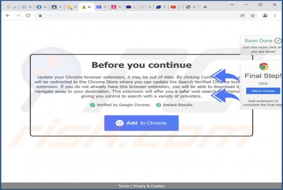 Update Your Chrome Browser Extension POP-UP Scam