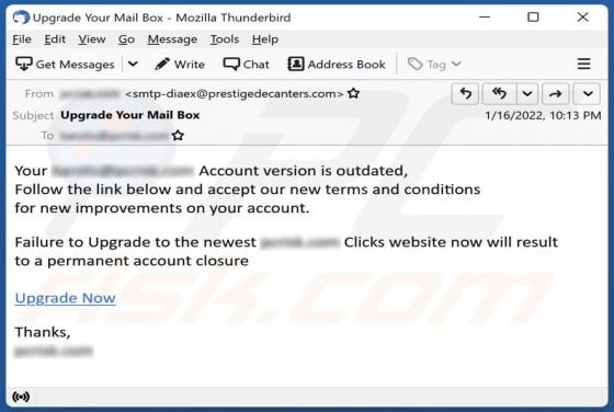 Account Version Is Outdated Email Scam