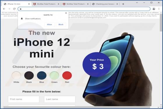 iPhone 12 Mini Giveaway POP-UP Scam