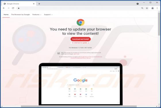 You Need To Update Your Browser To View The Content POP-UP Scam