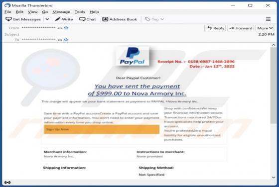 You Have Sent The Payment - PayPal Email Scam