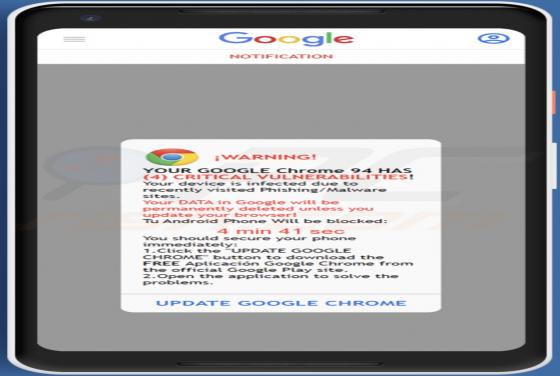 YOUR GOOGLE HAS (4) CRITICAL VULNERABILITIES! POP-UP Scam (Android)