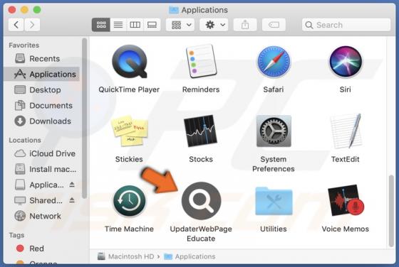 UpdaterWebPageEducate Adware (Mac)
