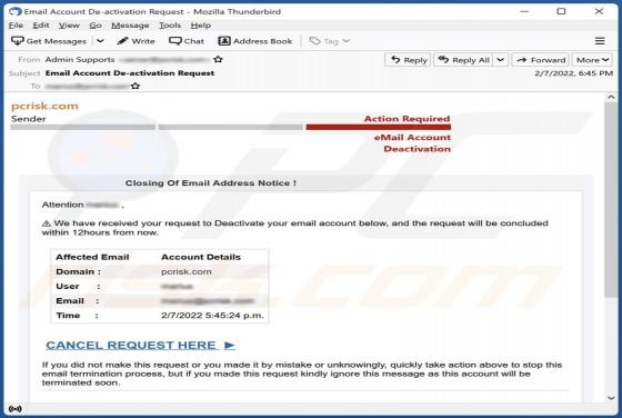 Closing Of Email Address Notice ! Email Scam