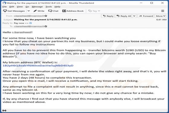 I Have Been Watching You Email Scam