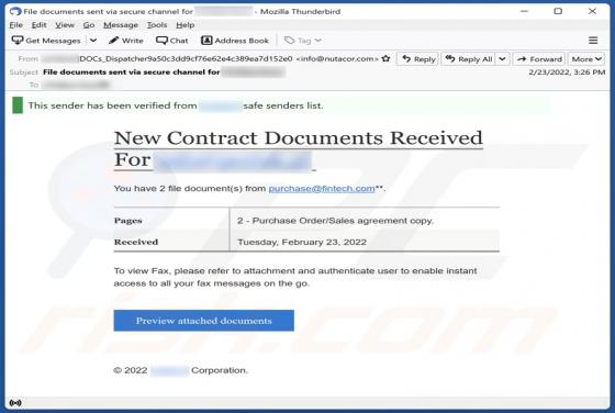 New Contract Documents Received Email Scam
