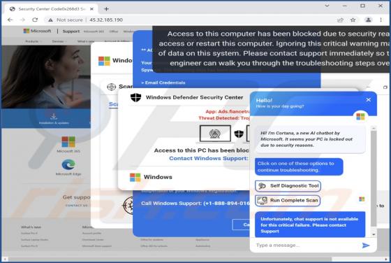 Cortana - It Seems Your PC Is Locked Out POP-UP Scam