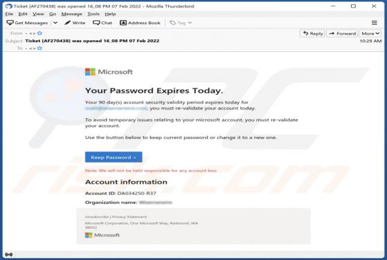 Your Password Expires Today Email Scam